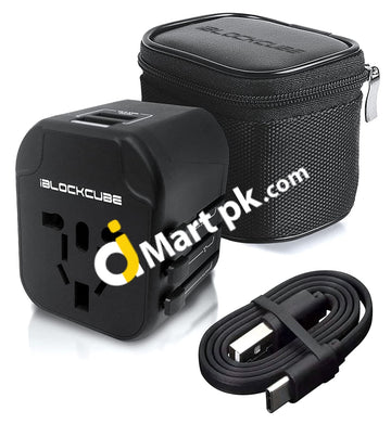 Iblockcube World Travel Power Adapter With 2 Usb Charging Ports For Us / Uk Eu Au Plugs - Imported